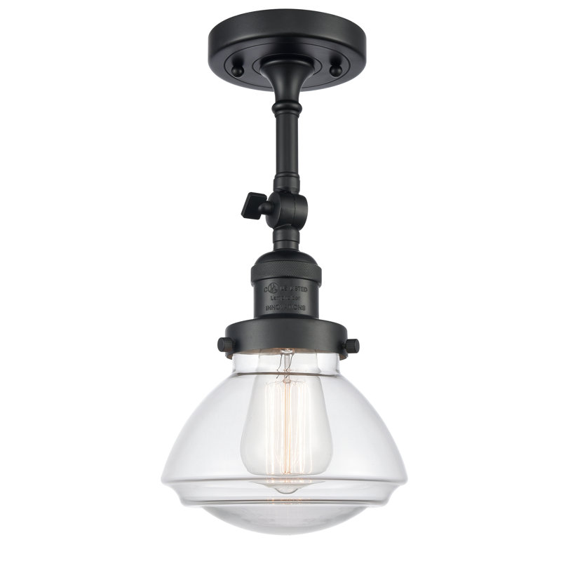 Plafonnier semi-encastré 1 lumière 6,75 po Chesterville, Transparent, Ampoule non incluse, Noir mat