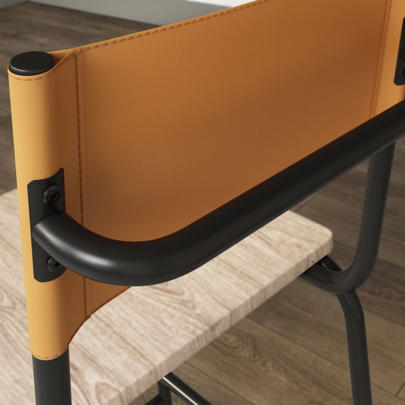 Counter Stool with Metal Frame, Black, Brown