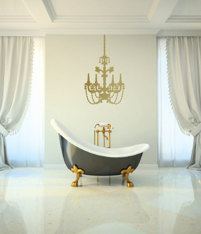 Décalcomanie murale lustre baroque, H 24 po x l 13 po x P 0,01 po, Violet