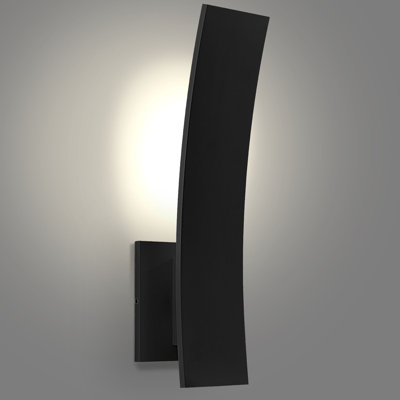 15-Inch LED Curved Outdoor Wall Sconce, 5CCT, 1000LM, 15W, IP65 Waterproof, Dimmable, CRI90, 90° Beam, ETL, Exterior Light Fixture