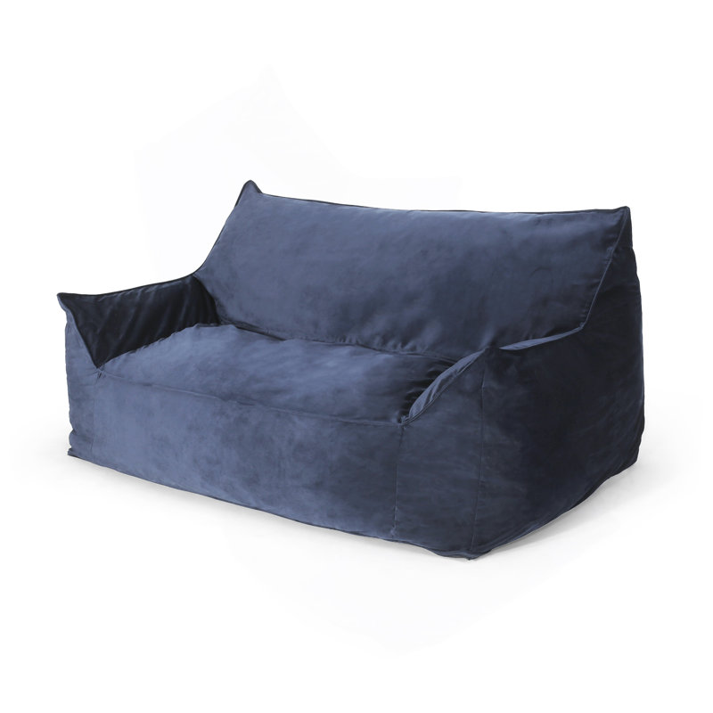 Grand canapé à billes en velours, H 30 po x l 40 po x P 40 po, Bleu très foncé