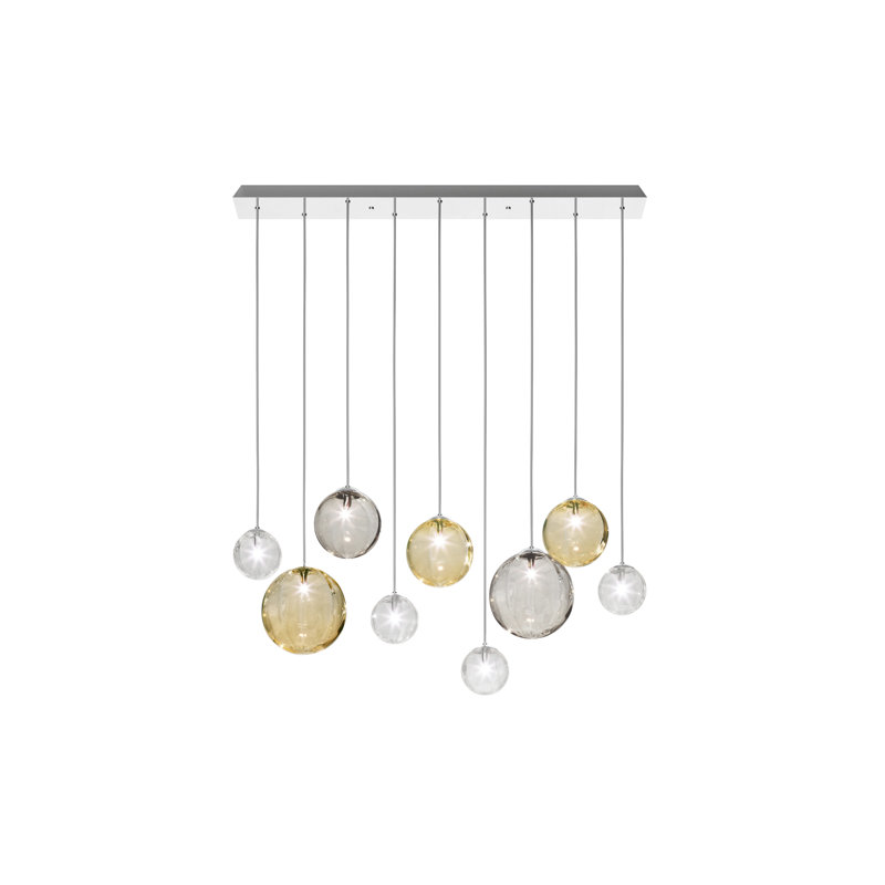 Puppet 9 - Light Chandelier, Amber Transparent;Smoky Transparent;Crystal, Glossy Chrome