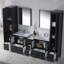 Ensemble de meuble-lavabo double 102 po - Armoire en bois massif, lavabos doubles en céramique, tiroirs à fermeture en douceur, armoire latérale, miroirs et tours en lin-49240113