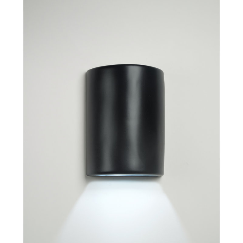Charny Ceramic Outdoor Wall Light, LED Bulb Included, 13" H x 9.5" W x 5" D, Matte Black