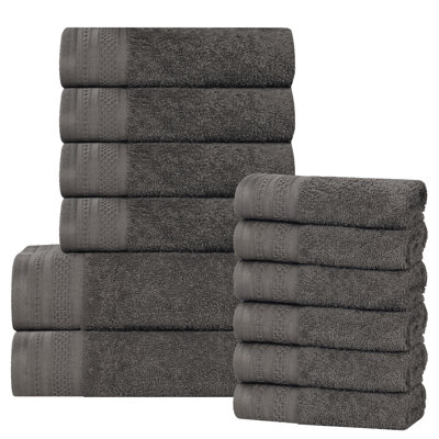 Josann 12 Piece 100% Cotton Honeycomb Jacquard & Solid Bath Towel Set