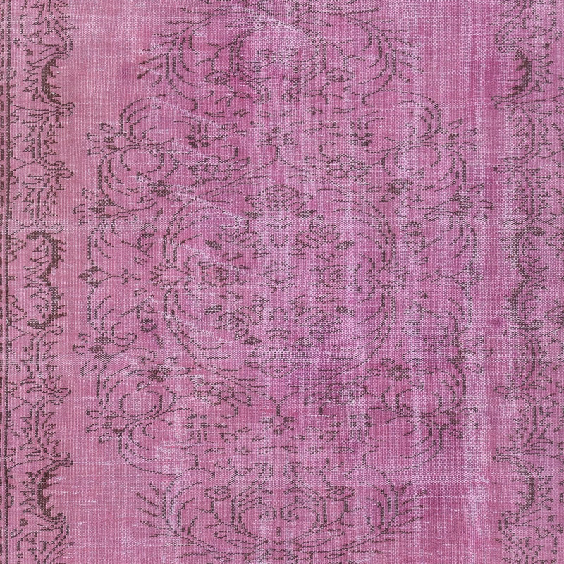 Tapis fait à la main pour chambre d'enfant 5,5 x 9,4 pi. Tapis de salon rose moderne