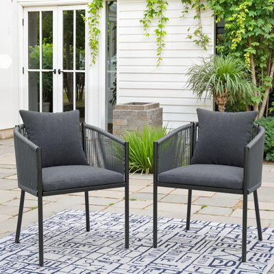 Outdoor Patio Wicker Dining Chair with Cushion by Bayou Breeze