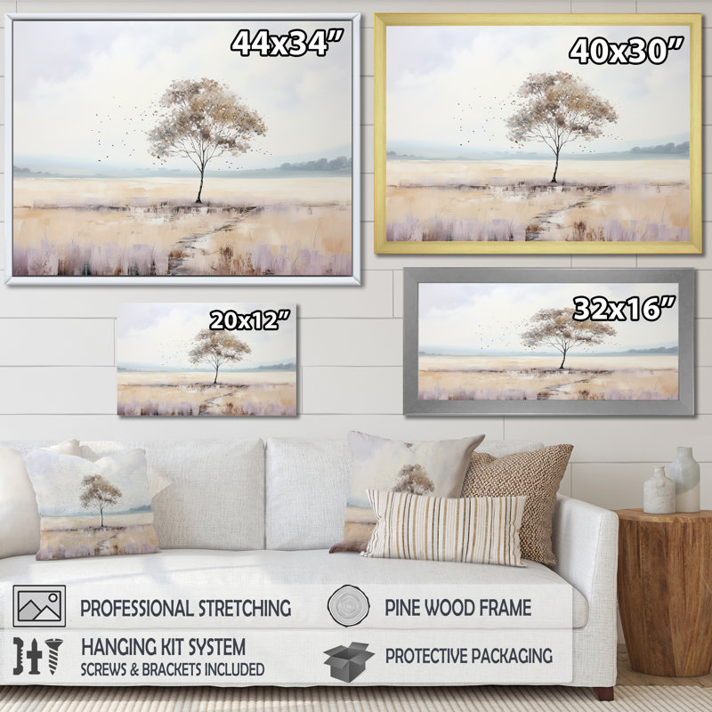 Paysage de campagne minimaliste - impressions d'art mural campagne, Cadre flottant noir, H 30 po x l 40 po x P 1,5 po