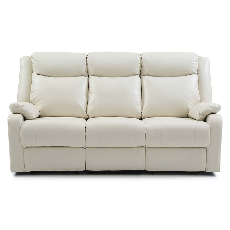 Djordi Faux Leather Recliner, Off White Faux Leather