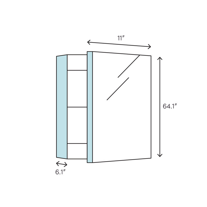 Pika Mirrored Medicine Cabinet, 64.2" H x 11" W x 6.1" D