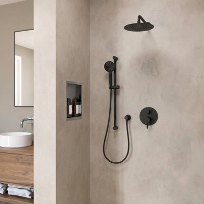 Ensemble de robinet de baignoire-douche noir mat