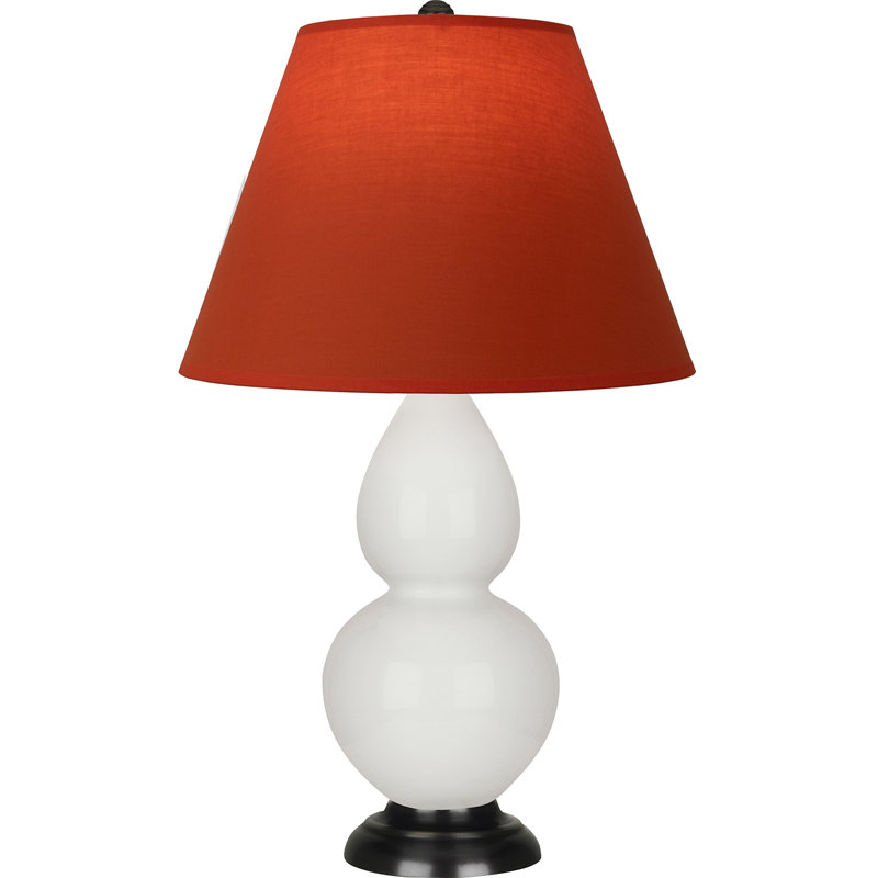 Petite lampe d'appoint à double gourde, Blanc cassé / bronze, Bourgogne / lavande