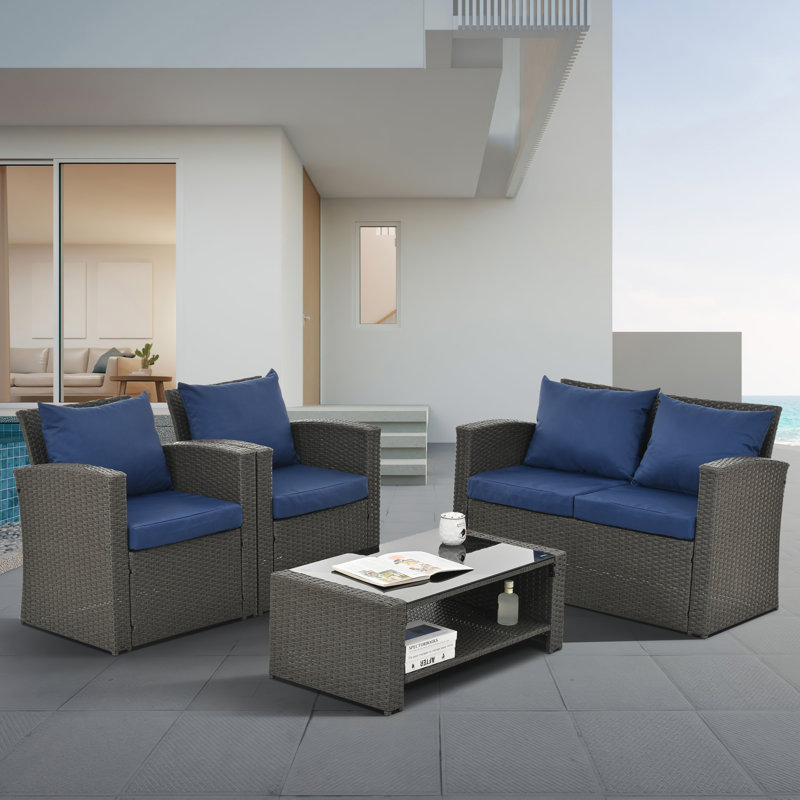 Ensemble de conversation en faux osier Hitchin, Marine