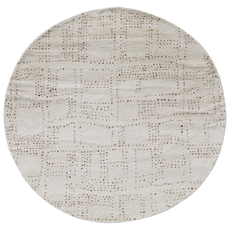 Truxel Modern Polka Dots, Tan/Brown Area Rug, Round 8'