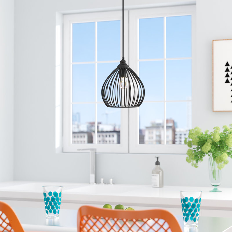 Luminaire suspendu en forme de dôme en métal 1 lumière Fircrest, Noir