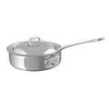 Mauviel M'cook 5-Ply Saute Pan With Lid With Helper Handle, Cast Stainless Steel Handle, 6.2-Qt