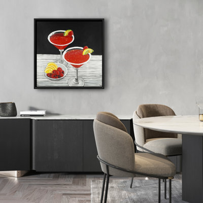 Two Cosmopolitan Canvas | Gastronomy Grey Framed Home Decor