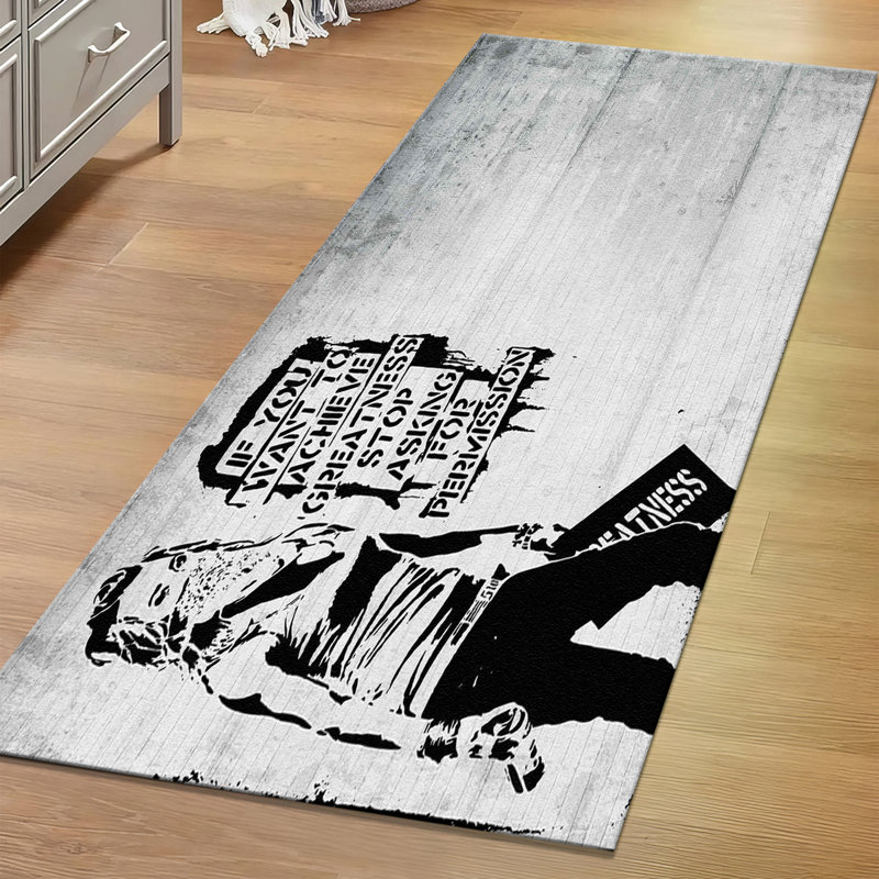 Modern Printed Rug with Soft Pile and Intricate Geometric Design Perfect for Enhancing Your Living Room or Bedroom Decor