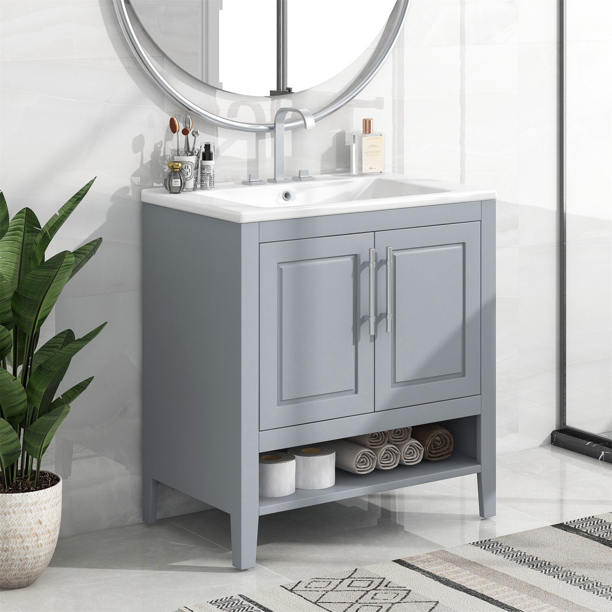 Creationstry 30'' Single Bathroom Vanity with Ceramic Top | Wayfair