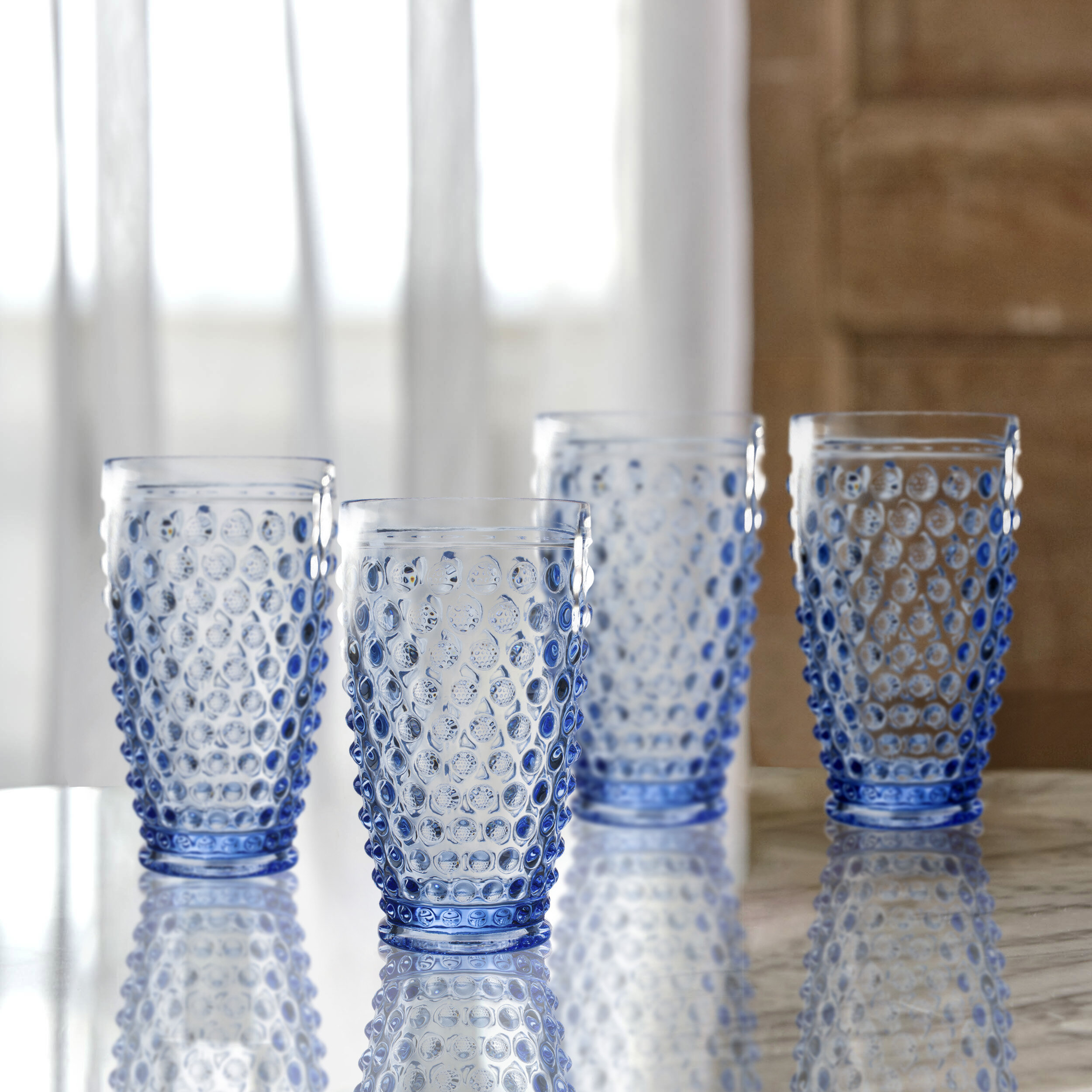 SOHO LOUNGE 4 Piece 16 oz. Stackable Clear Glass Beverage Mugs