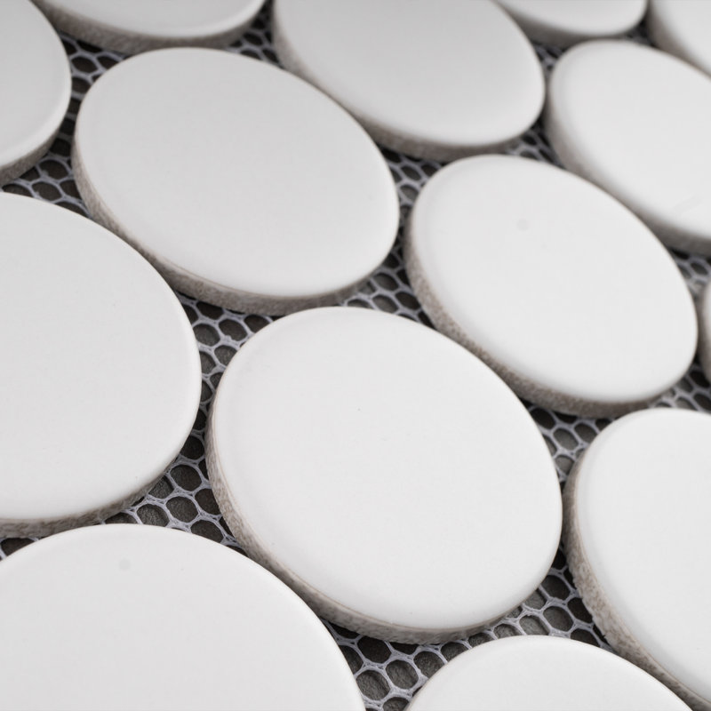 Porcetile 1.97 in. x 1.97 in. Penny Matte Porcelain Mosaic Wall and Floor Tile, White