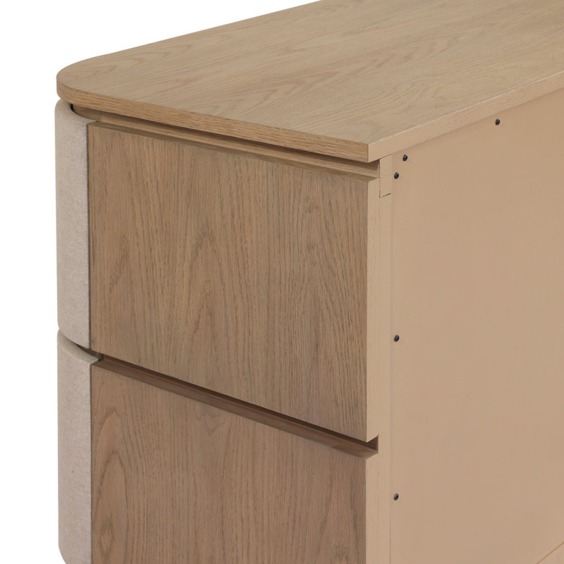 Mariella Nightstand-Beige Painted Linen