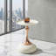 Table d'appoint moderne de 15 po de diamètre, en acier inoxydable, table de bout, table d'appoint, blanc et or, table d'appoint