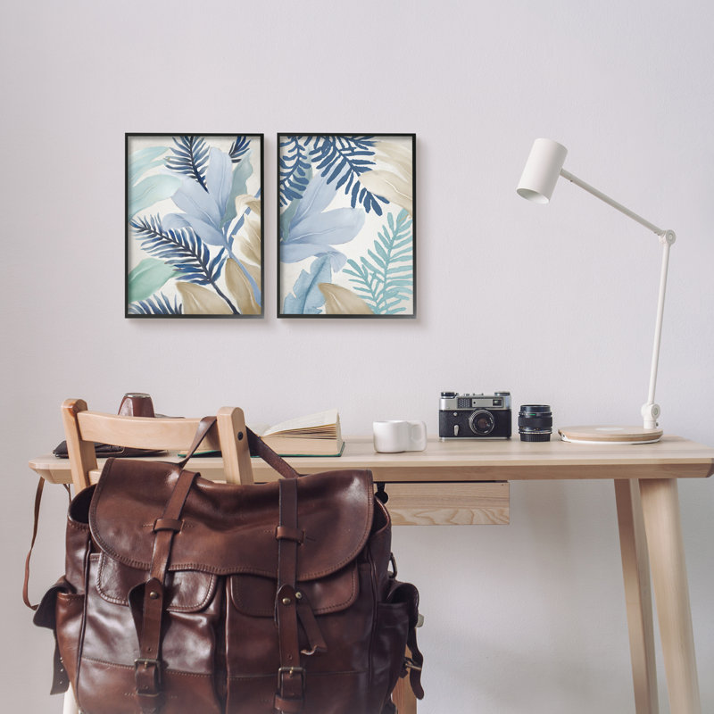 «Tropical Flower Petal Leaf Spranas Botanical Pastels» par Elizabeth Medley - ensemble de 2 peintures sur toile flottantes