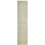 Demirji Oushak Ivory Oriental Handmade Hand-Knotted Runner Runner 2'8" x 12' Wool Area Rug
