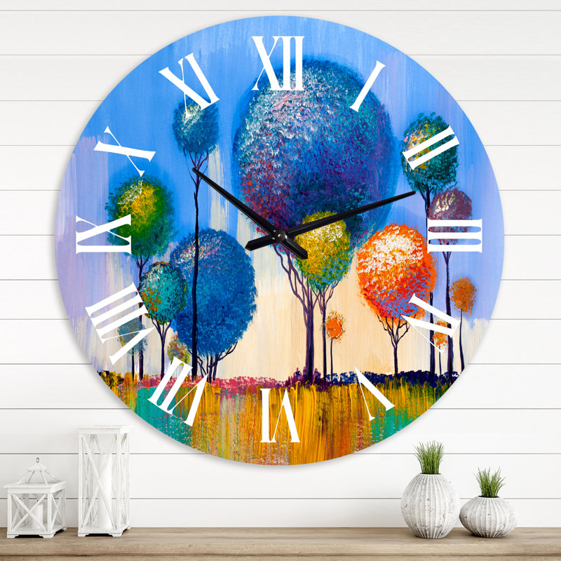 Paysage coloré impressionniste I - horloge murale moderne, Grand