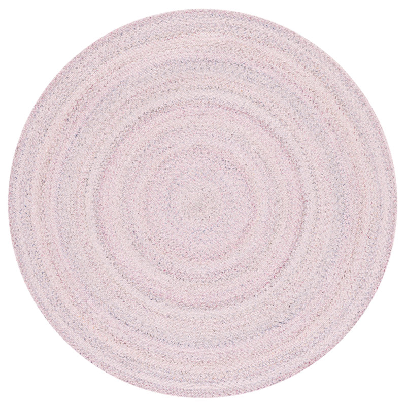 Tapis rond en polyester tissé à la main rose / gris, Rond 3 pi