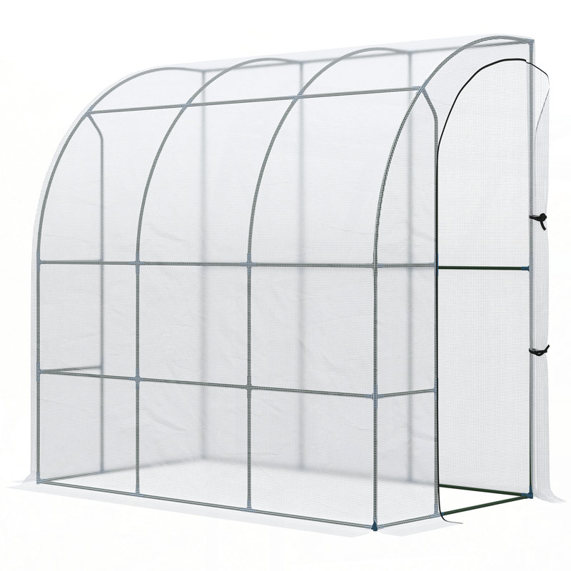 Outsunny 7' X 4' X 7' Outdoor Lean To Greenhouse, Walk-In Green House Plant Nursery With Roll-Up Window, PE Cover