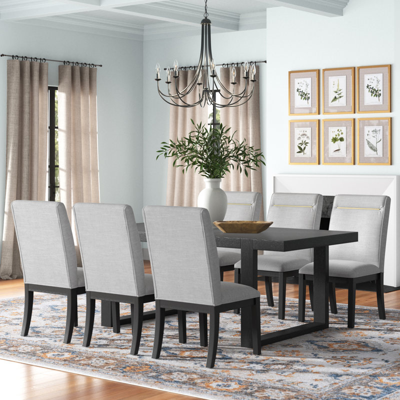 Donny Extendable Dining Set, Gray, 7 Pieces: Table, 6 Chairs