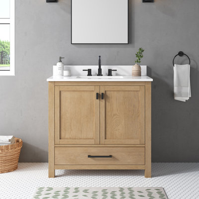 Avanity Modero 37 in. Vanity Combo in Brushed Oak finish and Marble Top -  MDR-VS37-OA-E