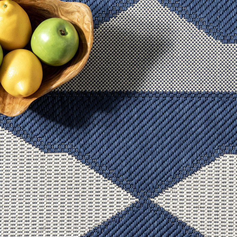 Tapis intérieur / extérieur bleu marine Ashot, Tapis de couloir 2 pi x 8 pi