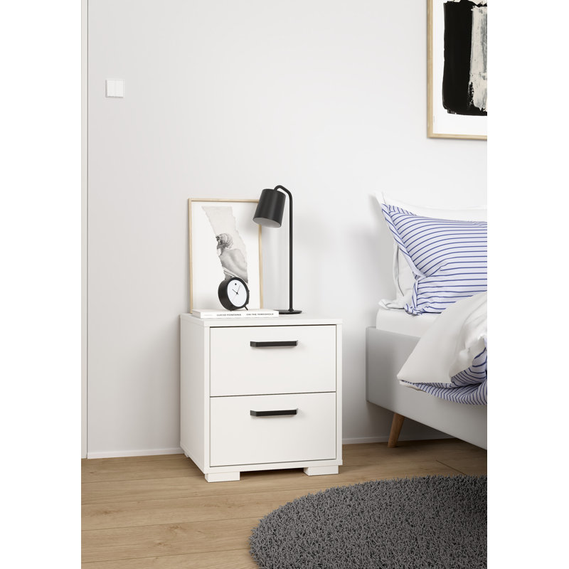 Chesnel 2 Drawer Nightstand, White