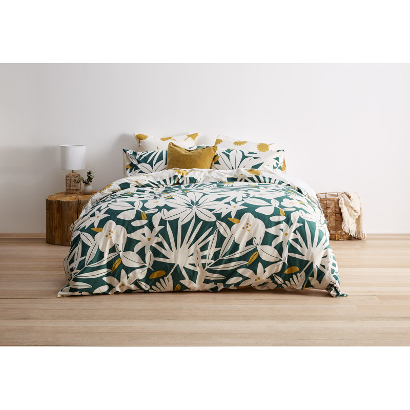 Alfonzo Cotton Floral Duvet Cover Set with Pillowcases, Single - 1 Standard Pillowcase