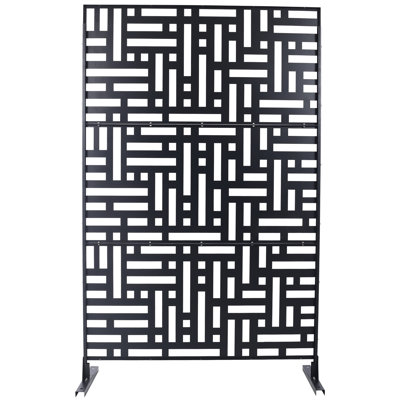 Panneau d'intimité en métal l 76 po H48 po - pour terrasse de jardin extérieure, noir, écran polyvalent en métal, pelouse de balcon de patio, conception d'espace