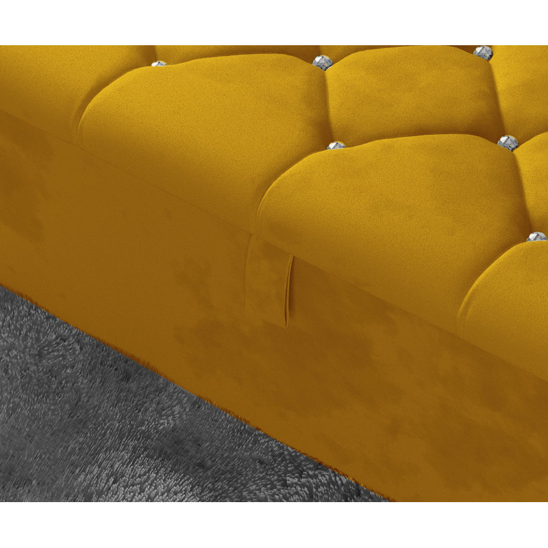 Alax 102cm Wide Rectangle Geometric Standard Ottoman with Storage, Turmeric