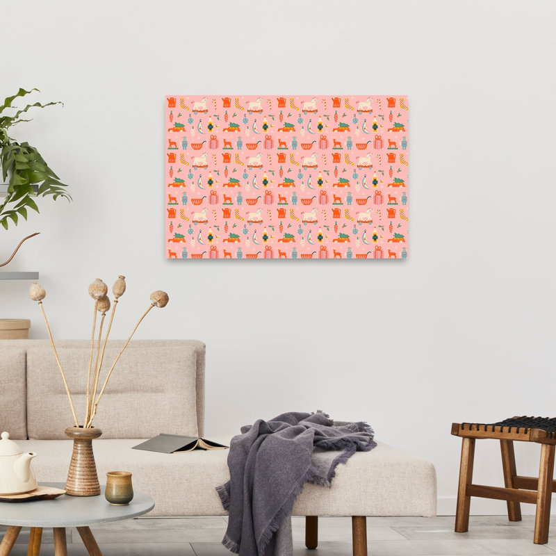 «Christmaspatternno32 Playful Retro Vintage Christmas Tree Winter Landscape», reproduction d'art mural, H 24 po x l 36 po