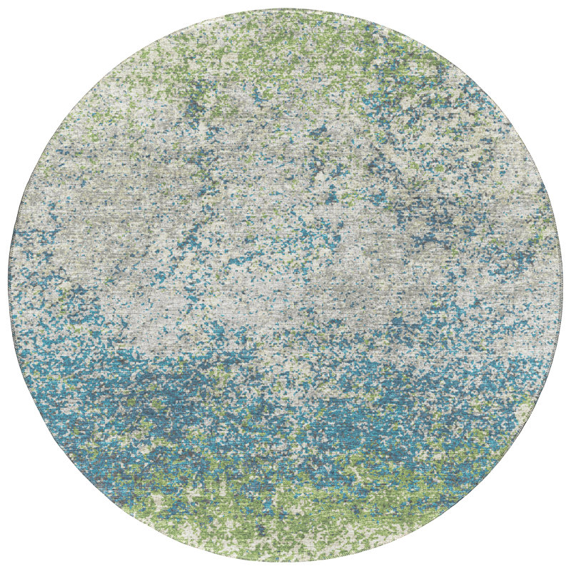 Zamar Chenille Abstract Indoor/Outdoor Rug, Round 8'