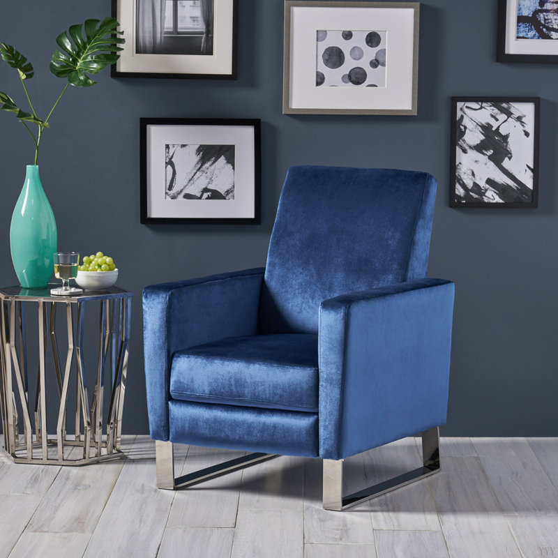 Fauteuil inclinable manuel Cesilie, Cobalt; cobalt, Velours