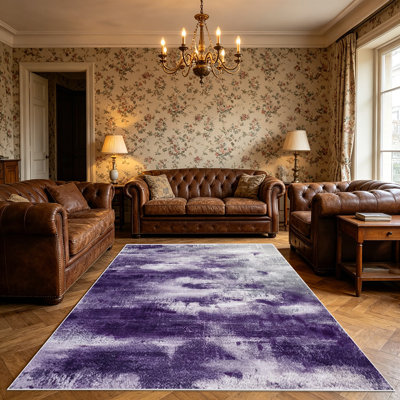 1PC Watercolor Purple Abstract Brush Stroke area rugs for Living Room, Soft and Comfortable, Suitable for all seasons, easy-to-maintain, machine washable Indoor floor mat, Under Table Farmhouse suitable for dining room