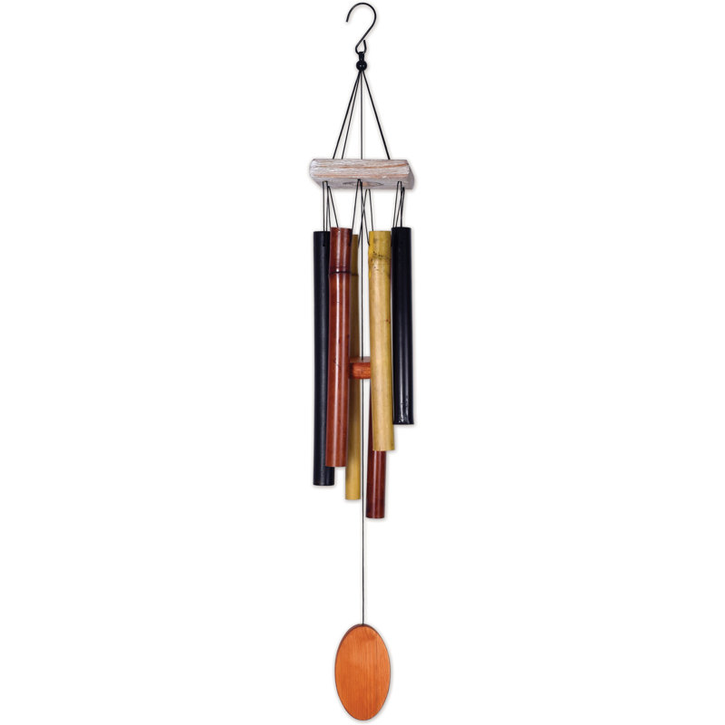 Rustic Multi-Toned Square Top Bamboo Wind Chime