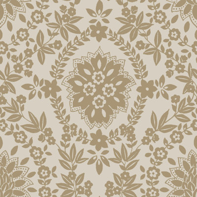 Rouleau de papier peint adhésif L 18 pi x l 18 po Boho Baroque