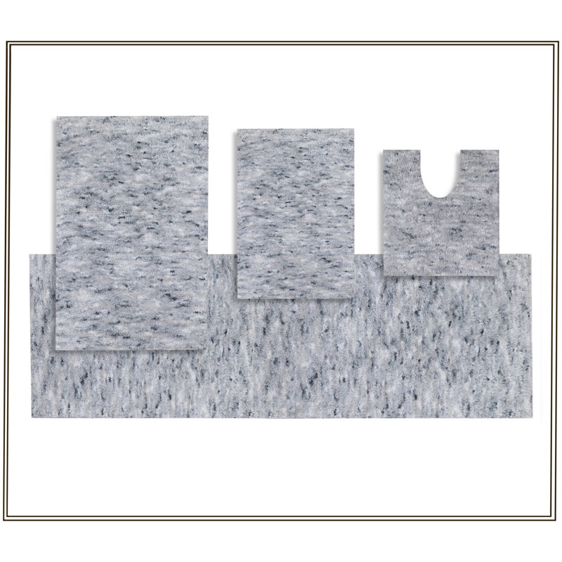 Cloud Comfort 100% Polyester Microfiber Bath Rugs Set, Non Slip & Machine Wash Bath Rugs - 4Pc Set, Gray