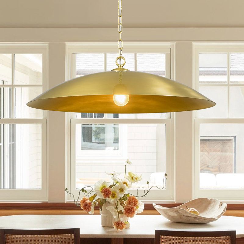 Luminaire suspendu en forme de dôme à 1 lumière Alshat, Doré