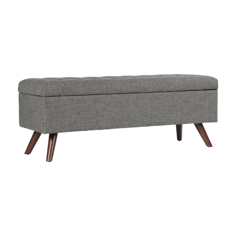 Banc de rangement à couvercle rabattable Ataru, Tissé gris foncé