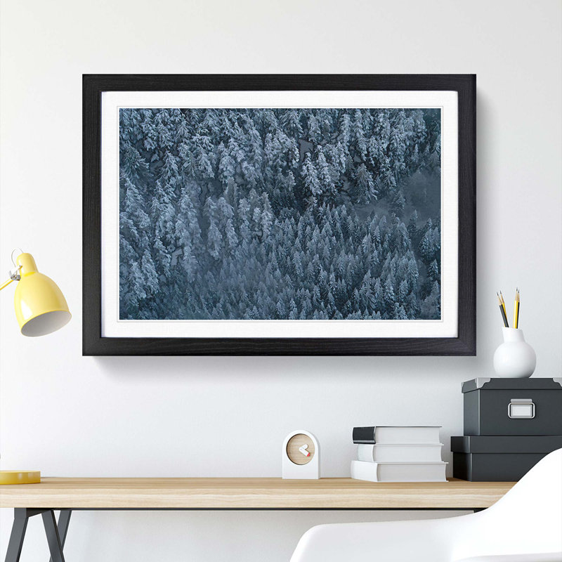 A Pine Tree Forest in Abstract - Picture Frame Graphic Art Print, 48cm H x 65cm W x 2cm D, Black Framed