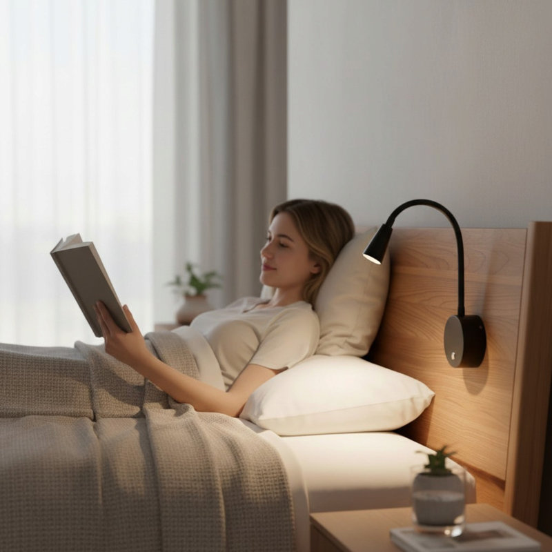 UltraBeam 3 Watt LED Dimmable Flexible Reading Light For Bed and Headboard, 42.1 cm H x 8.1 cm W x 3.8 cm D, Matt Black